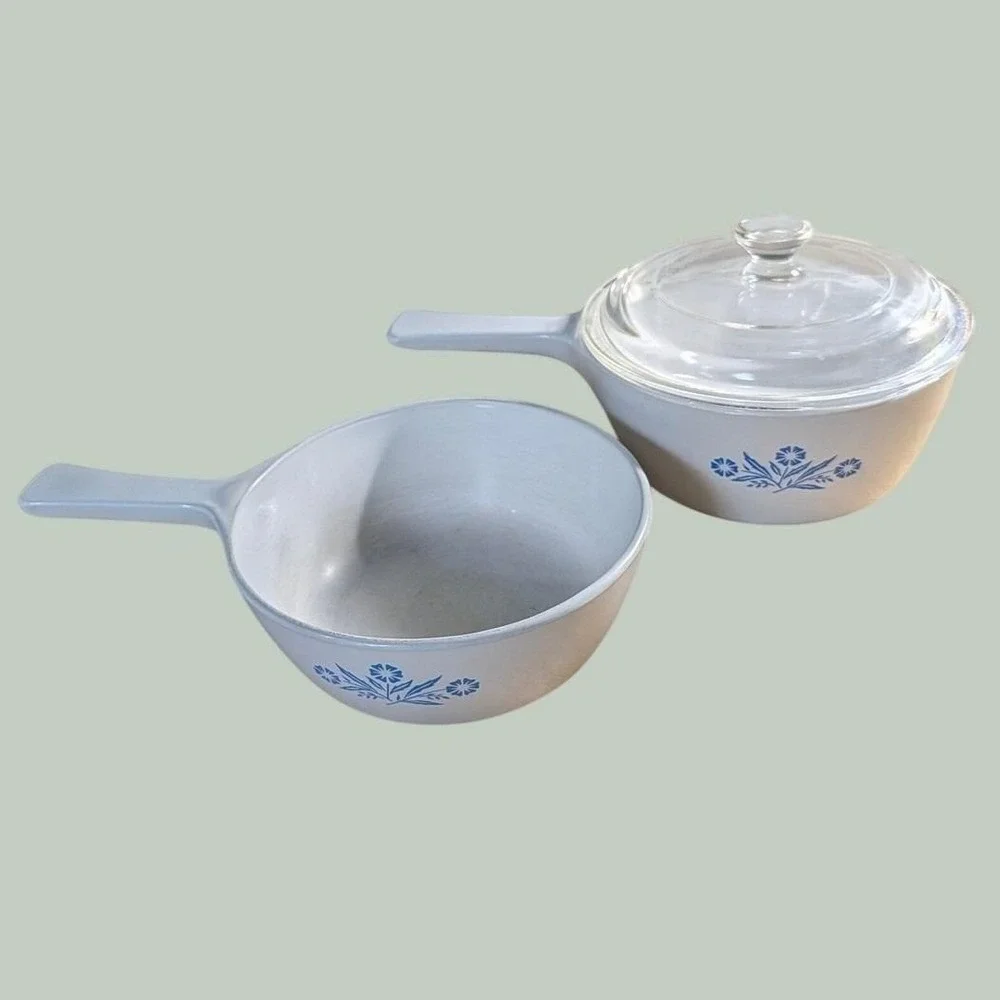 Vintage Corning Ware Blue Orng Cornflower Saucepan S P-81-B P-82-B & P-1 3/4-B